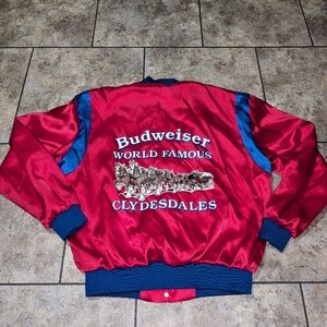 Budweiser Vintage Men's Large Satin Flannel lined Jacket